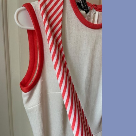 Vintage Bleeker Street Hot Coral and White Dress - Picture 3 of 10